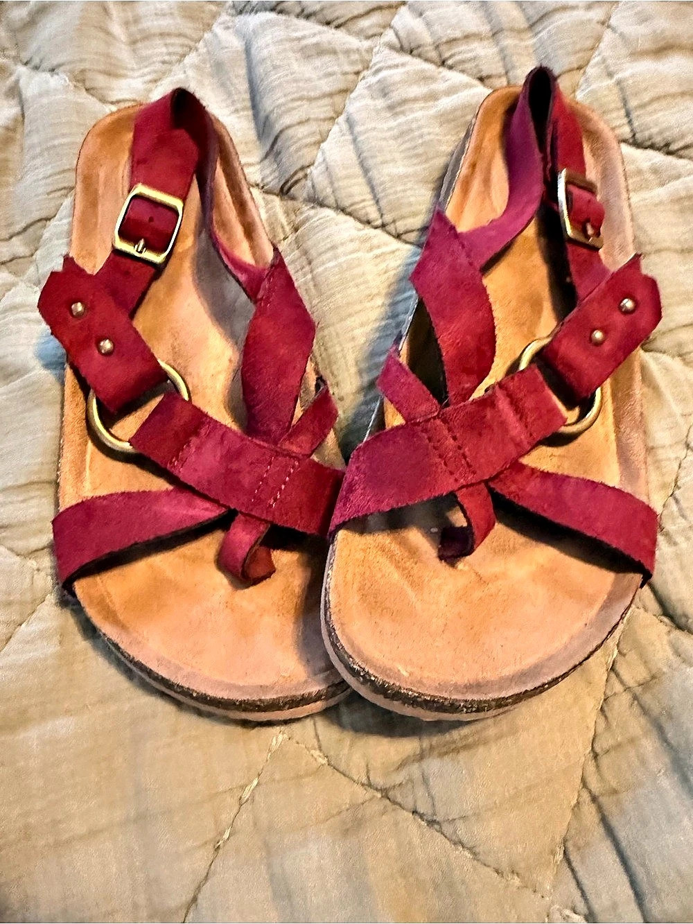 Strappy Sandals in Red & Brown